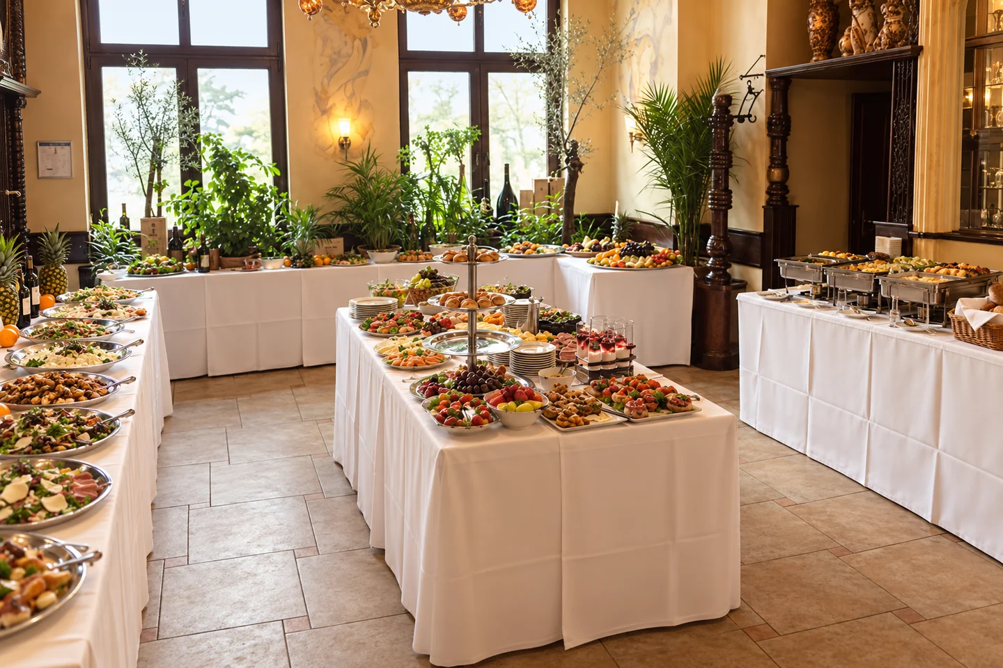 Brunchbuffet im aufgeräumten Gastraum der Eierschale Dahlem